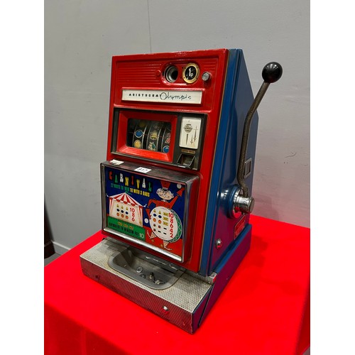 817 - Aristerat Olympic carnival 1p 1 armed arcade bandit /arcade machine (working but doesn't light up)