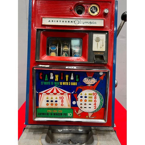 817 - Aristerat Olympic carnival 1p 1 armed arcade bandit /arcade machine (working but doesn't light up)