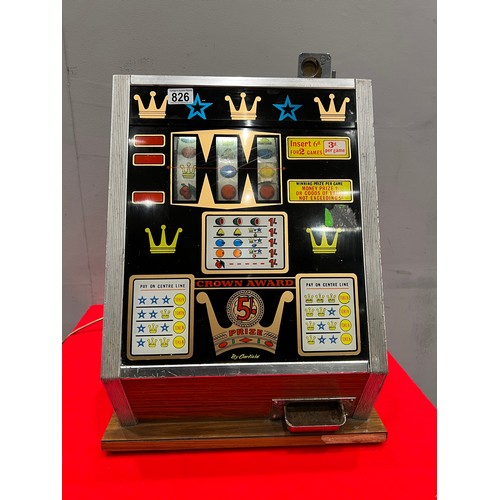 826 - Carfield vintage retro 1 armed arcade bandit /arcade machine (lights up doesn't work)