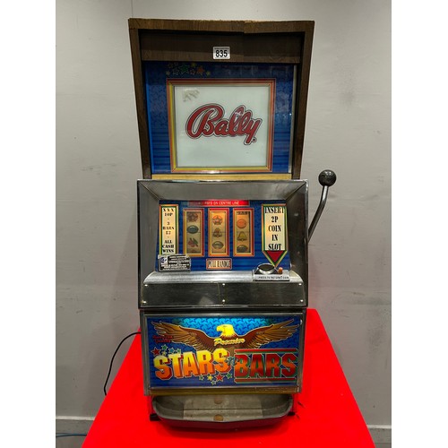 835 - Bally premier stars + bars 2p 1 armed arcade bandit /arcade machine ( lights up-not working)