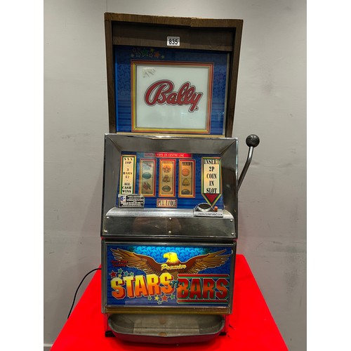 835 - Bally premier stars + bars 2p 1 armed arcade bandit /arcade machine ( lights up-not working)