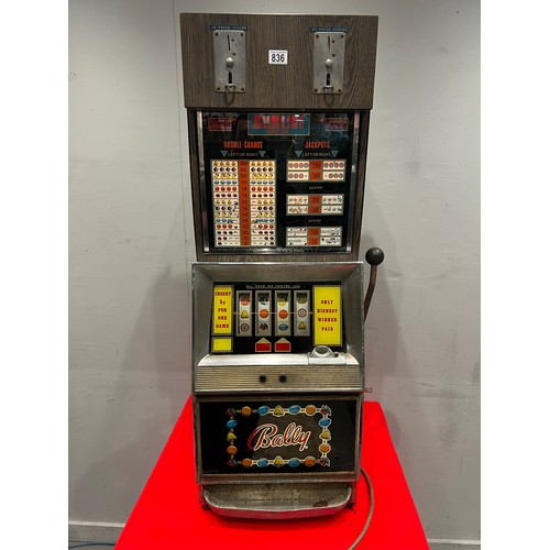 836 - Bally slimline special 5p play 1 armed arcade bandit /arcade machine (lights up, working but require... 