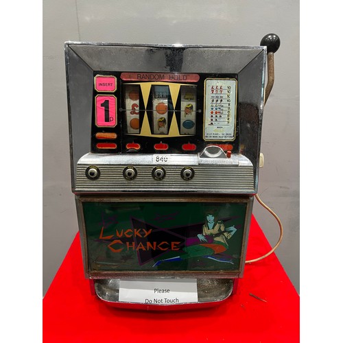 840 - Bally lucky chance 1p play 1 armed arcade bandit fruit machine/arcade machine (no light sold as seen... 