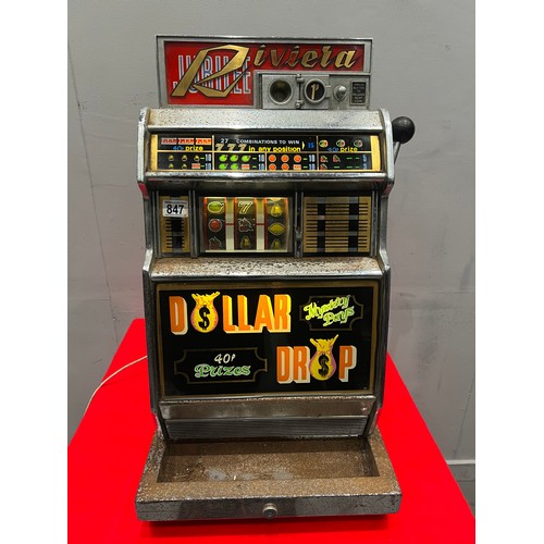 847 - Jubilee riviera dollar drop 1p play fruit machine 1 armed arcade bandit /arcade machine (lights up &... 