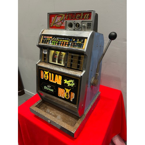 847 - Jubilee riviera dollar drop 1p play fruit machine 1 armed arcade bandit /arcade machine (lights up &... 