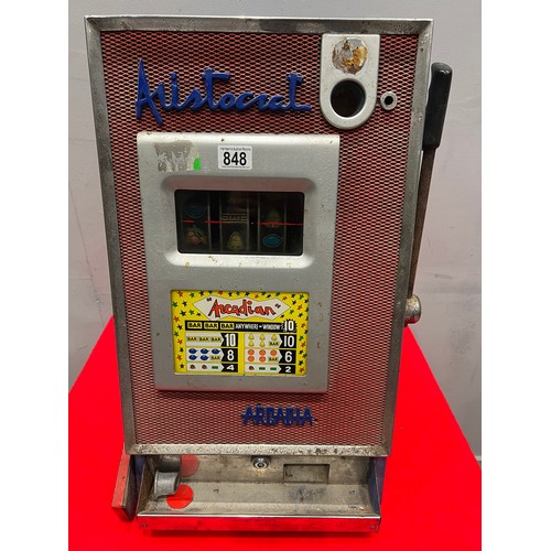 848 - Aristocratic Arcadian 1 armed arcade bandit fruit machine/arcade machine (not working)