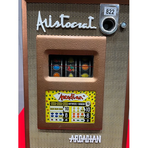 822 - Aristocrat arcadian fruit machine 1 armed arcade bandit /arcade machine (working)