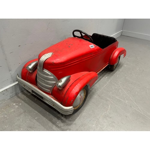 869 - Vintage enamel fairground pedal car