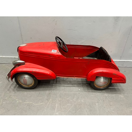 869 - Vintage enamel fairground pedal car