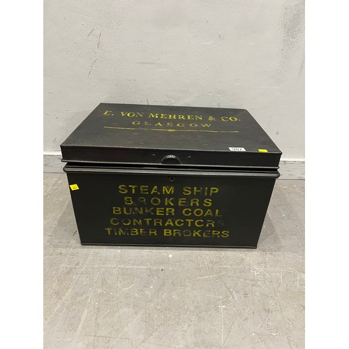 907 - Vintage steam ship metal trunk