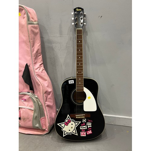 915 - Squier by 'fenders' hello kitty guitar