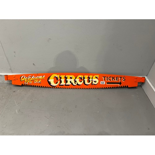 926 - 'Welcome to the circus' advertising saw sign