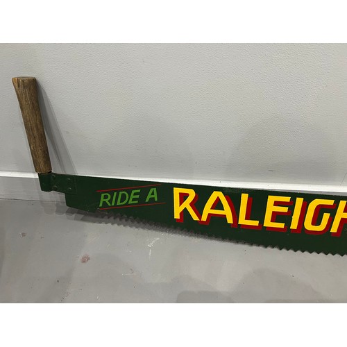 927 - Ride a 'Raleigh' vintage advertising saw sign