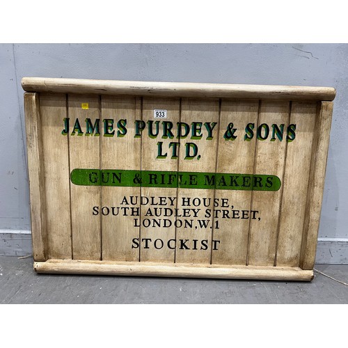 933 - Vintage ' James purdy & sons' gin & rifle makers wooden sign