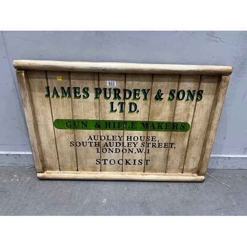 933 - Vintage ' James purdy & sons' gin & rifle makers wooden sign