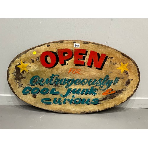 940 - Antique shop 'open' advertising sign