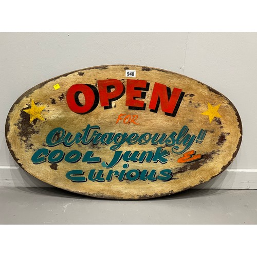 940 - Antique shop 'open' advertising sign