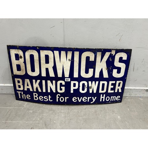 941 - Antique enamel 'Borwick's baking powder' advertising sign