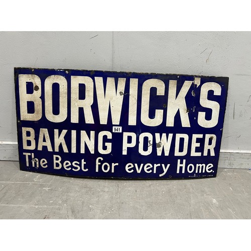 941 - Antique enamel 'Borwick's baking powder' advertising sign