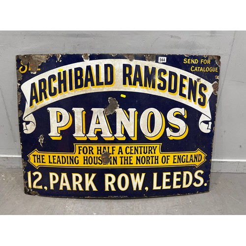 944 - Antique enamel 'Archibald Ramsden piano's' advertising sign