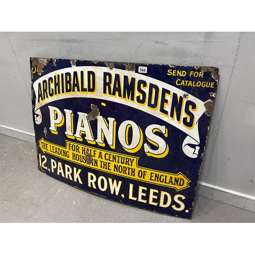 944 - Antique enamel 'Archibald Ramsden piano's' advertising sign