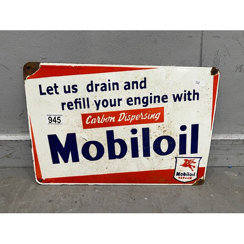 945 - Mobil oil enamel antique advertising sign