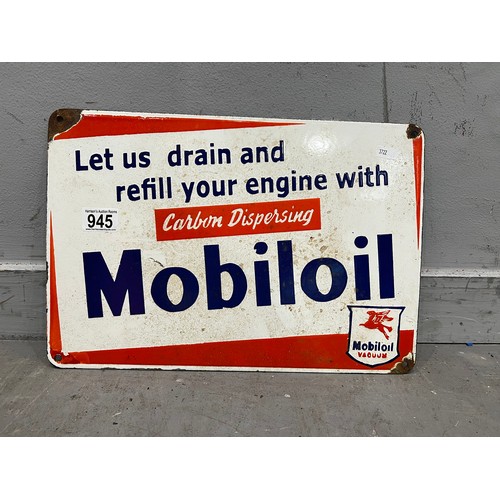 945 - Mobil oil enamel antique advertising sign