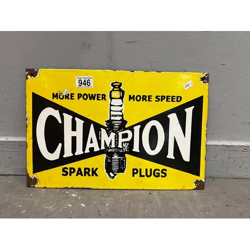 946 - Champion spark plugs antique enamel advertising sign