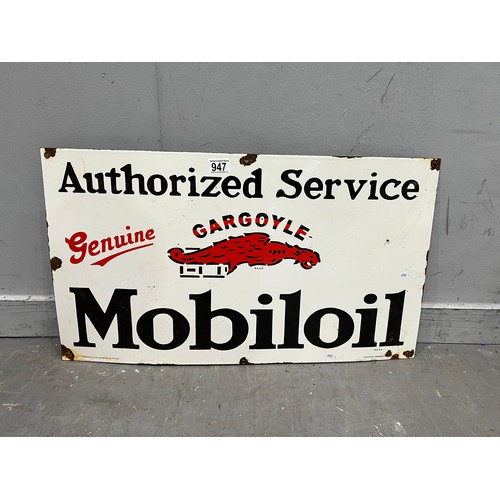 947 - Mobil oil antique enamel advertising sign