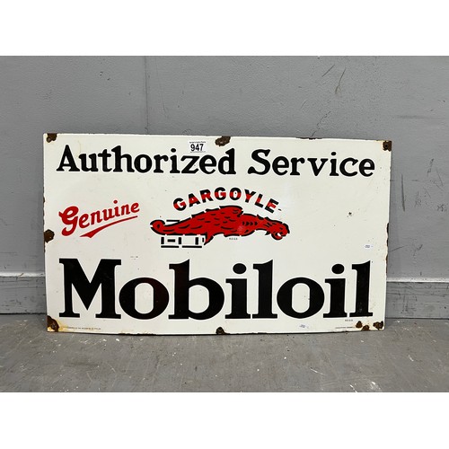 947 - Mobil oil antique enamel advertising sign