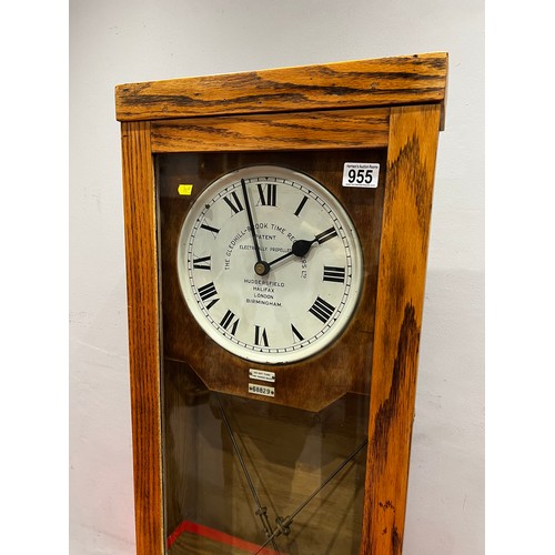 955 - Early 20th century Oak cased time recorder