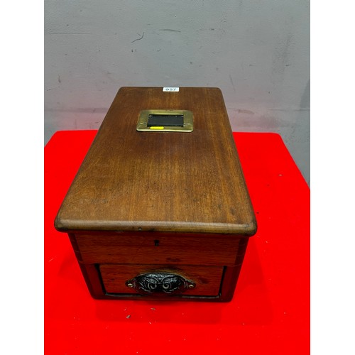 957 - Antique mahogany cash register rare design