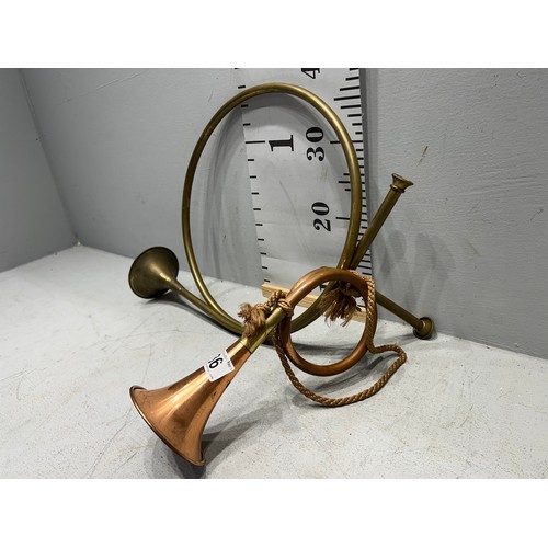 36 - 2 Brass early 20th century bugle