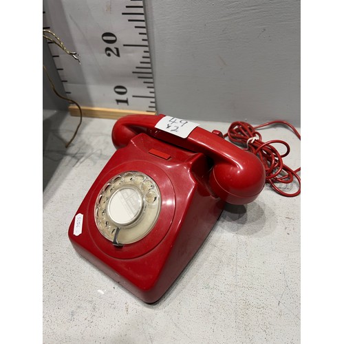 49 - Vintage red telephone + antique Weston elec phone