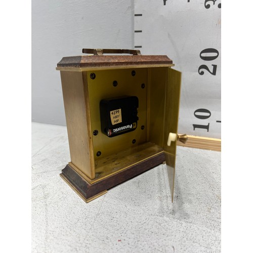 64 - Brass & mahogany metamec mantle clock