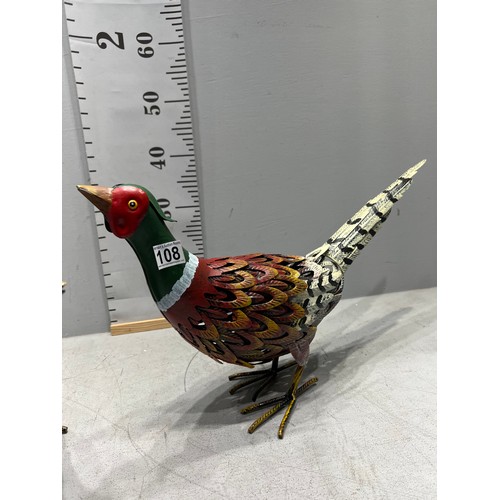 108 - Pair of metal garden pheasants