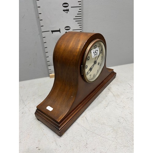 157 - Edwardian mahogany dome top mantle clock