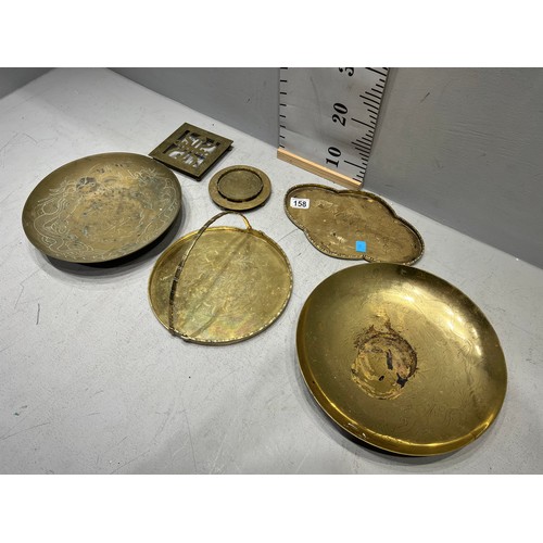 158 - Collection brass Chinese trays