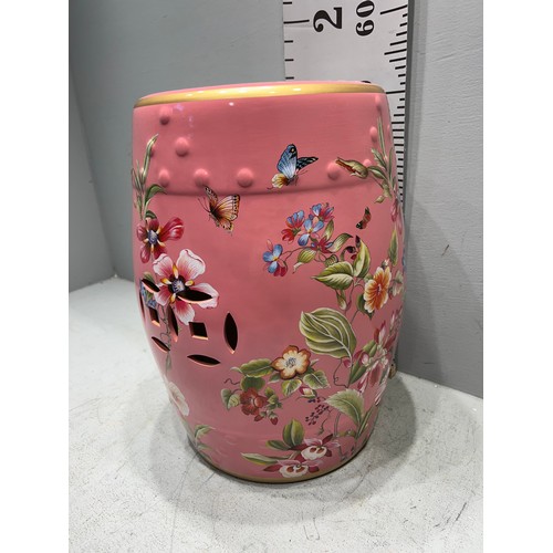 172 - Large pink porcelain barrel stool