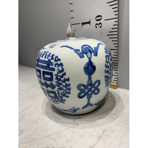 183 - B&W oriental tea/ ginger jar