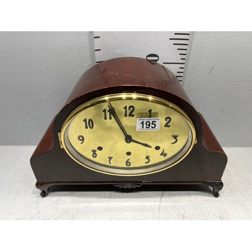 195 - Edwardian brass face mantle clock