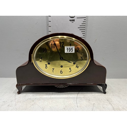 195 - Edwardian brass face mantle clock