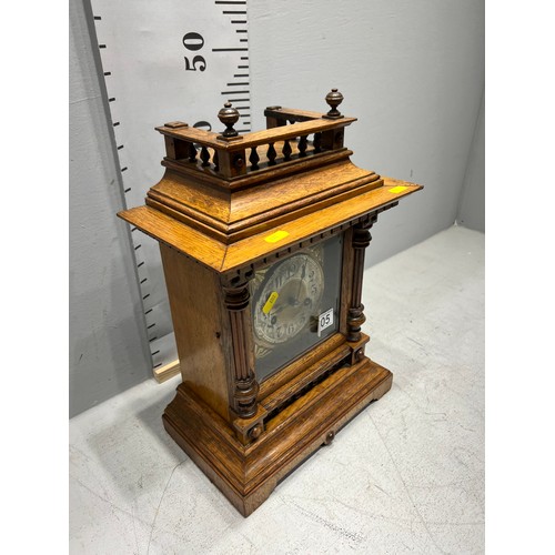 205 - Victorian oak bracket clock with brass face