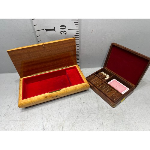 211 - Rosewood games box + jewellery box