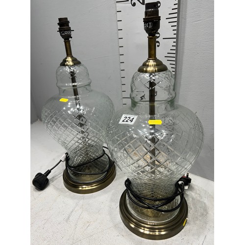 224 - Superb pair of cut glass table lamp