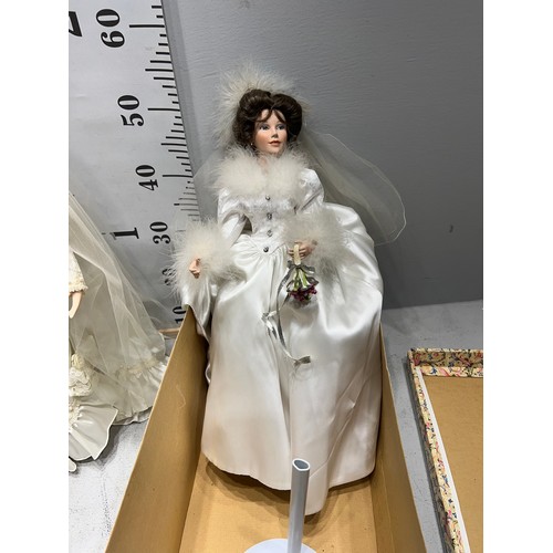 236 - 2 Large boxed porcelain dolls brides