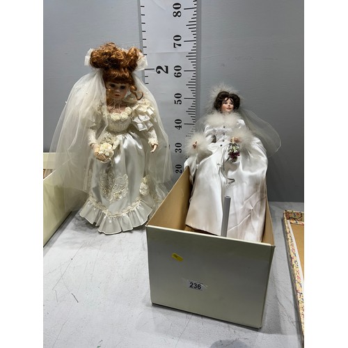 236 - 2 Large boxed porcelain dolls brides