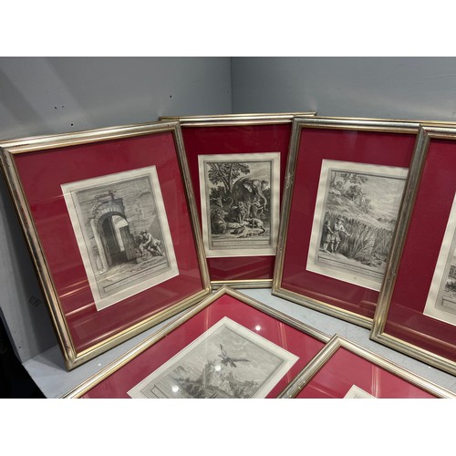 342 - 10 Gilt framed pictures possible etchings ?