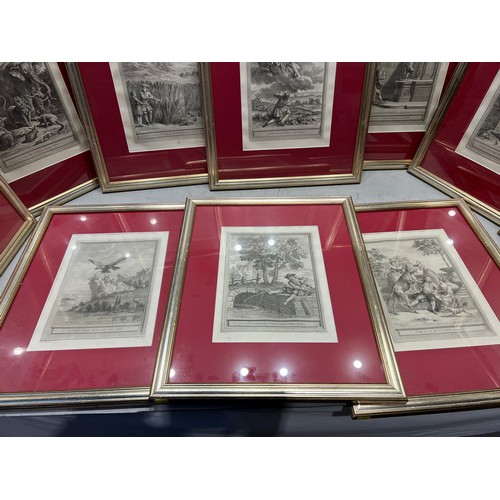 342 - 10 Gilt framed pictures possible etchings ?