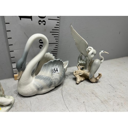 354 - 3 Nao by Lladro figures swan, ducks, herons